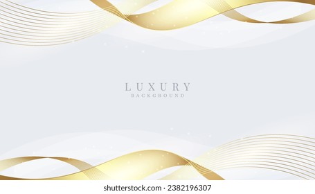 Golden wave and snowflakes on a light white background