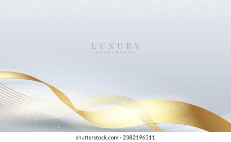 Golden wave and snowflakes on a light white background