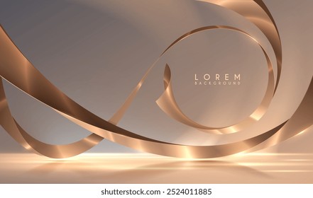 Golden waved lines with light effect