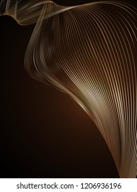 Golden waveform lines on a dark background Element for design of templates banner poster Abstract background flowing wavy gold lines waveform for luxury card template advertising Vector wave gold line