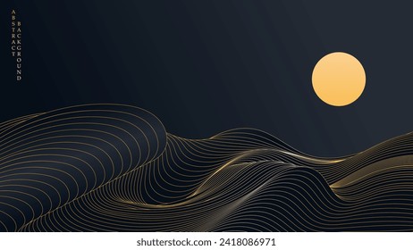 Golden waves dancing in the moonlight: abstract art background.