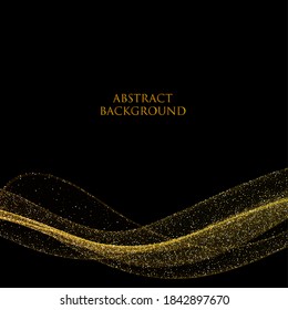 golden waves on a black background. Shiny design