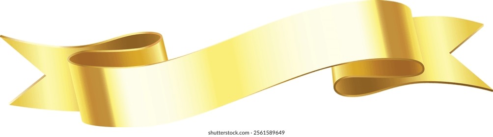 Golden waving ribbon flowing freely in the wind, perfect for celebrations, awards, or any special occasion requiring a touch of elegance and sophistication