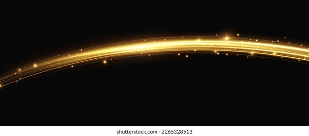 Fondo de las líneas luminosas onduladas doradas.Líneas luminosas abstractas para fondo.Vector.