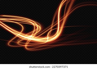 Golden wavy light lines background.Abstract light lines for background.Vector.