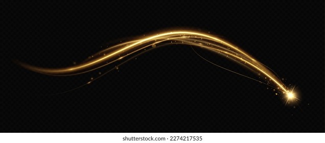 Golden wavy light lines background.Abstract light lines for background.Vector.
