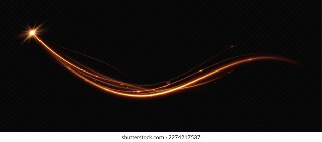 Golden wavy light lines background.Abstract light lines for background.Vector.