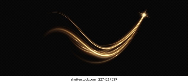 Golden wavy light lines background.Abstract light lines for background.Vector.