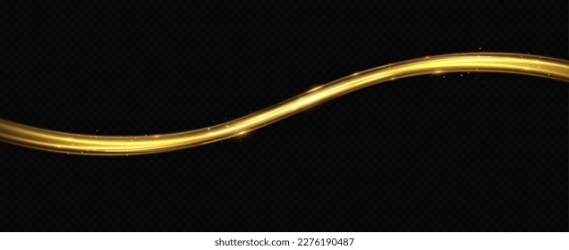 Fondo de las líneas luminosas onduladas doradas.Líneas luminosas abstractas para fondo.Vector.