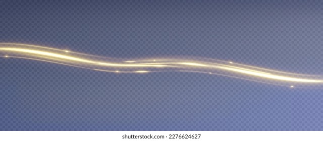 Fondo de las líneas luminosas onduladas doradas.Líneas luminosas abstractas para fondo.Vector.