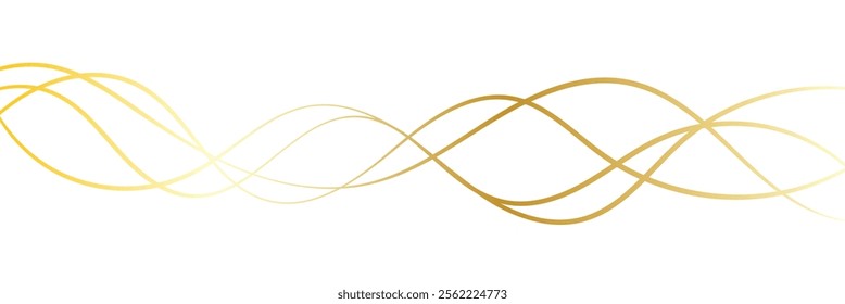 Golden wavy line, gold curved line, Vector illustration. EPS 10