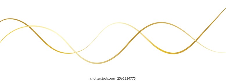 Golden wavy line, gold curved line, Vector illustration. EPS 10