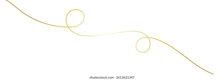 Golden wavy line, gold curved line, Vector illustration. EPS 10  .