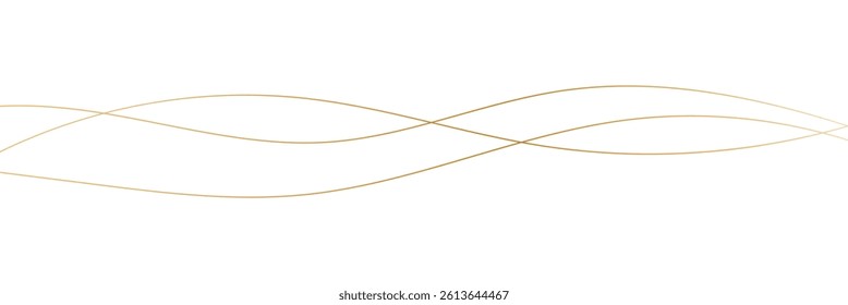 Golden wavy line, gold curved line, Vector illustration. EPS 10 .