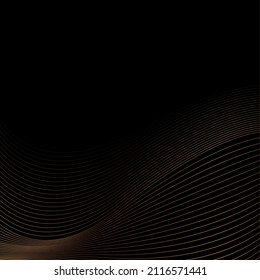 Golden wavy lines abstract minimal elegant vector background