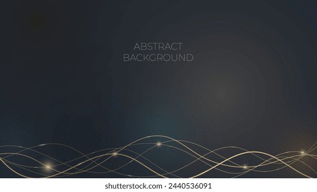 golden wavy lines, bokeh and place for text. abstract vector background 