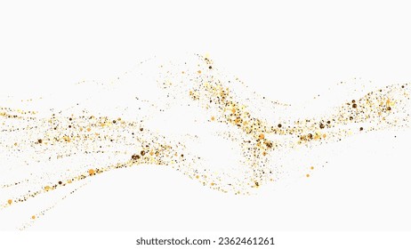 Golden wavy lines made of shiny gold particles. Design element.