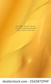 Golden wavy shiny background created from blended lines for your design - vector illustration