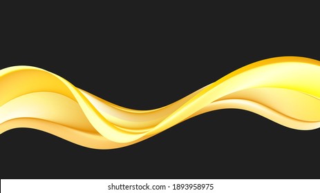
Golden wavy shiny wave on dark background