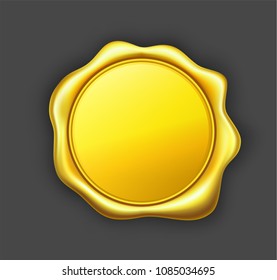 Golden wax seal vector illustration.