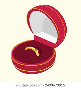 Golden Wedding, Engagement rings vector illustrations