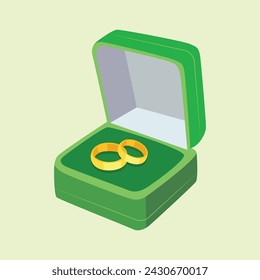 Golden Wedding, Engagement rings vector illustrations