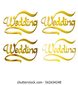 golden Wedding hand lettering. Handmade vector calligraphy illustration. Typography design and hand lettering isolated. Typography for your designs: poster,print, invitation, greeting card.