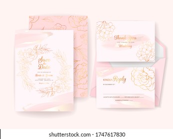 Golden Wedding Invitation Card Template Set Stock Vector (Royalty Free ...