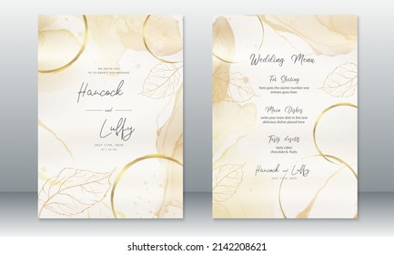 Golden Wedding Invitation Card Template Luxury Design With Gold Texture