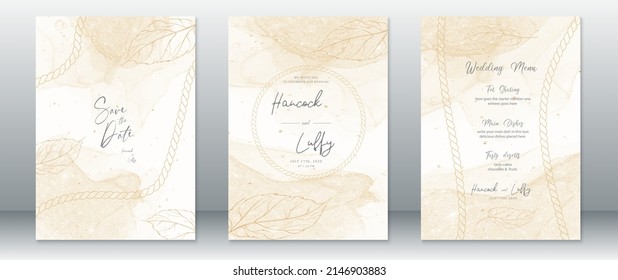 Golden wedding invitation card template luxury design with gold texture