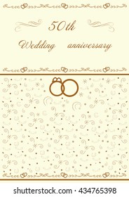 Golden wedding invitation editable vector illustration