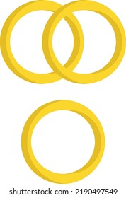 Golden wedding rings colorful isolated icon. Flat vector illustration.