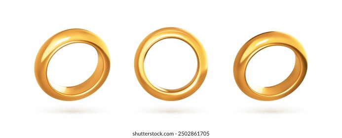 Golden wedding rings. Realistic vector illustration