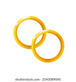 Golden wedding rings vector illustration isolated on white background.