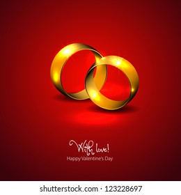 Golden Wedding Rings Vector Love Happy Stock Vector (royalty Free 