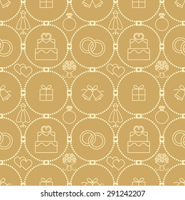 Golden wedding themed vector seamless pattern background