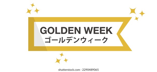 Golden Week flag and glitter marks. Vector.