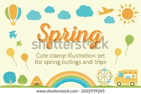 Golden Week frame background illustration with images of early summer skies, travel and outings, sales and event scenes