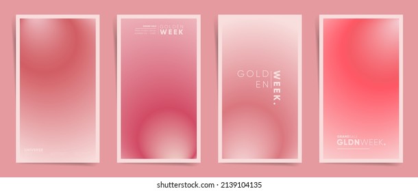 Golden week japan vertical screen template set for social media stories, brochure or poster, asian background. Golden week holiday promo layout with pale pink gradient