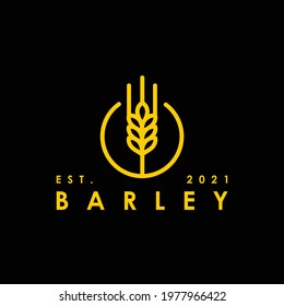 golden wheat barley malt simple flat minimalist in the circle shape logo design