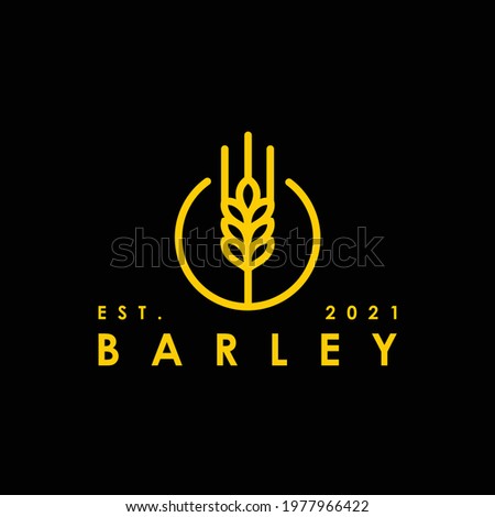 golden wheat barley malt simple flat minimalist in the circle shape logo design