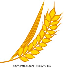A golden wheat cartoon vector illustration.
Isolated.