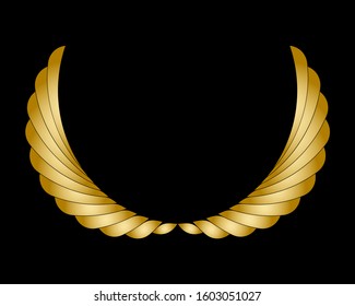 Golden wheat circle symbol. Award frame blank editable black background.