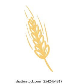 Vector de oreja de trigo dorado aislado en blanco, temporada de cosecha