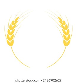Golden Wheat Ears Emblem on White Background. EPS 10.
