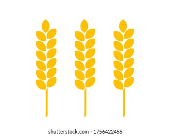 Golden wheat ears flat icon. Vector illustration.