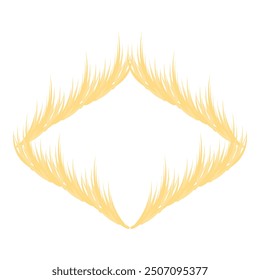 Golden wheat is forming a rhombus shape with copy space on a white background