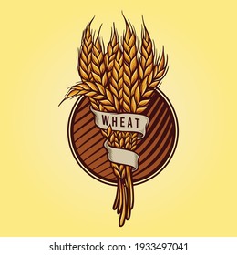 Golden Wheat Logo For Food Business illustrations for your work Logo, mascot merchandise t-shirt, stickers and Label designs, poster, greeting cards advertising business company or brands.