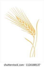 golden wheat spike stylized vector illustration isolated on white background