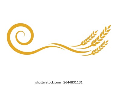 Golden Wheat Stalks, Swirling Design, Agricultural Emblem, Harvest Symbol